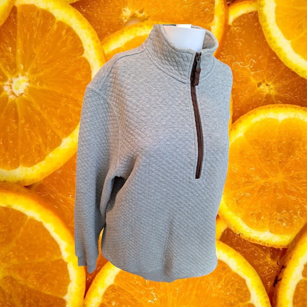 Southern Tide Mens Gray Quilted Quarter Zip Pullover Sweater Size‎ M